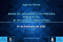 AVISO DE ADIAMENTO DO PREGÃO PRESENCIAL Nº 001/2022 - COMBUSTÍVEL